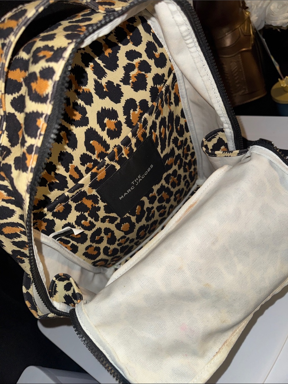 Marc Jacobs Leopard Print lapop Backpack in Beige, Black & Brown - Picture 3 of 7